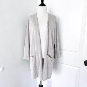Anthropologie x DONNI. Sandwash Ribbed Gray & White Duster Cardigan